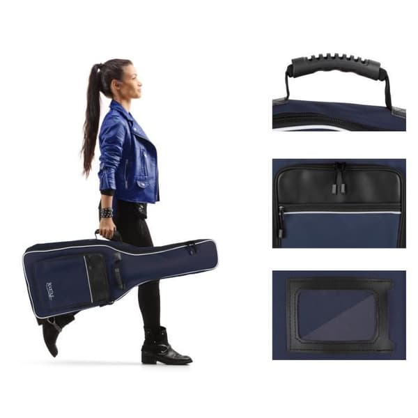 Rocktile Gig Bag för 3/4 &amp; 7/8 klassisk gitarr - Vadderad med remmar (blå)