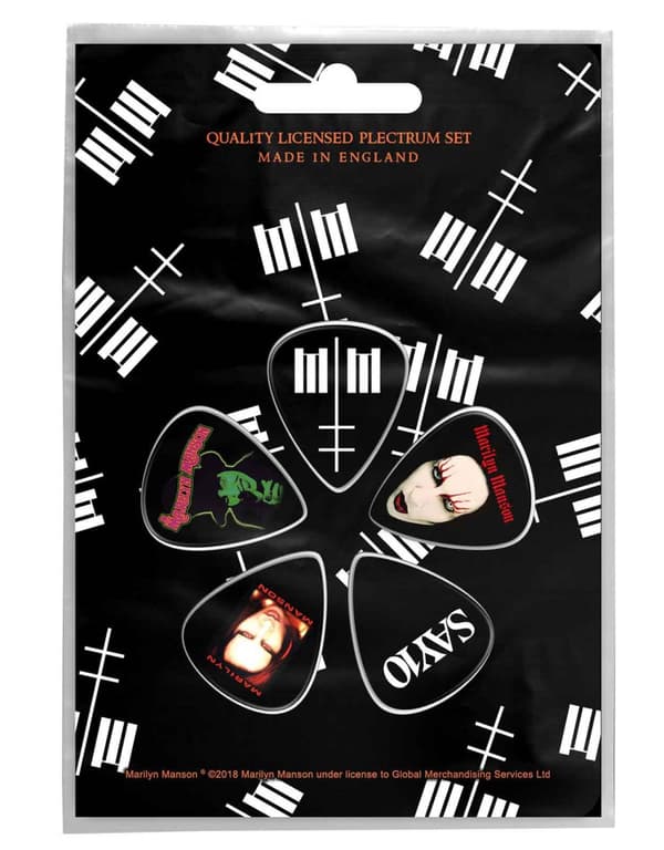Marilyn Manson Plectrum Pack MM Logo Official 5 Pack Guitar Picks One Size