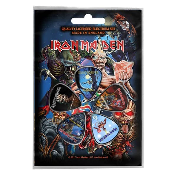 Iron Maiden Plectrum Pack Guitar pick x 5 logo Albums book of souls Official One Size