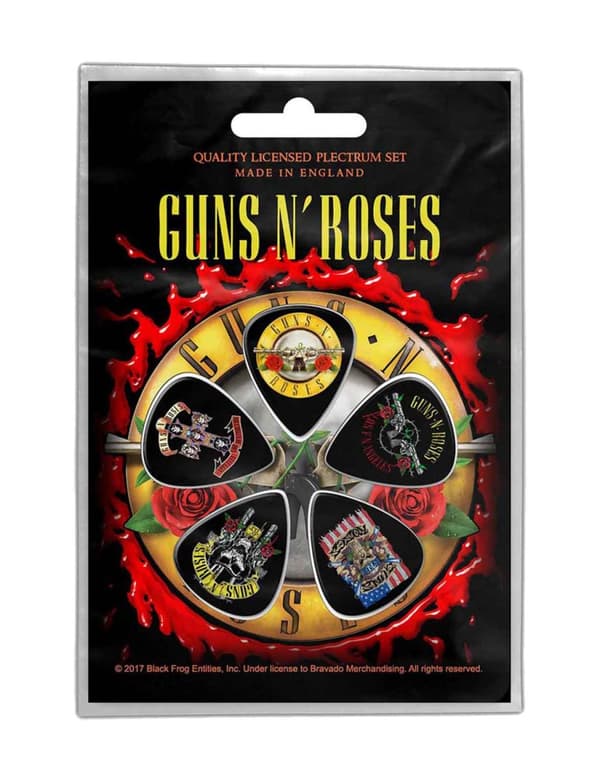 Guns N Roses Plectrum Pack Bullet Band Logo Official 5 Pack Guitar Picks One Size