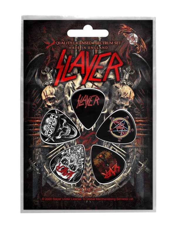 Slayer Guitar Picks Demonic Band Logo Official Set Of 5 One Size