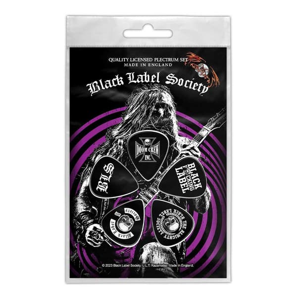 Black Label Society Guitar Picks Zakk Wylde Official Black 5 pack Plectrum One Size