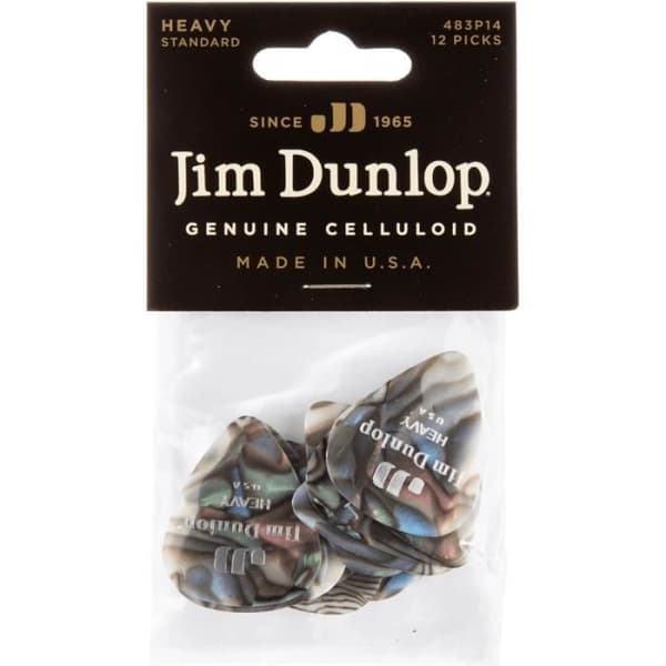 Dunlop 483P14HV - Påse med 12 celluloid Abalone tunga hackor