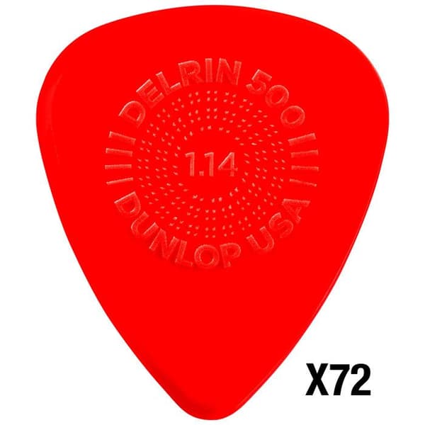 Dunlop 450R114 Delrin 500 Prime Grepp 1,14 mm Paket med 72 Plektrum