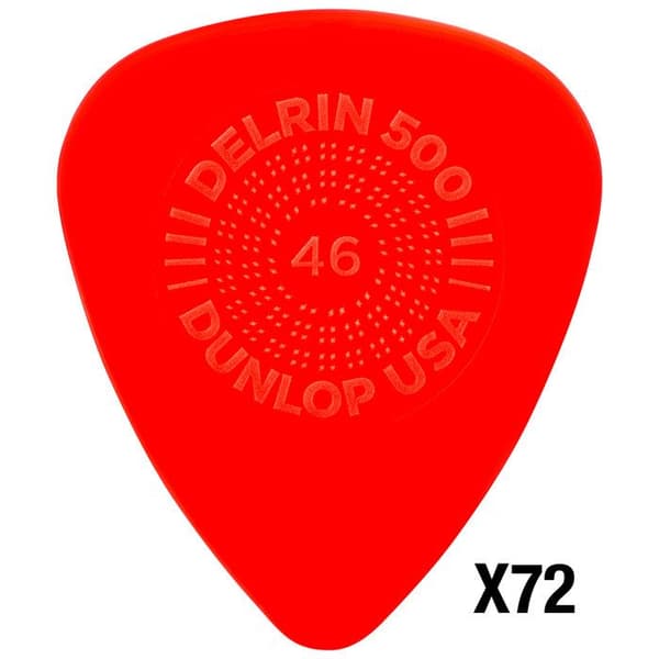 Dunlop 450R046 Delrin 500 Prime Grip 0,46 mm Förpackning med 72 Plektron