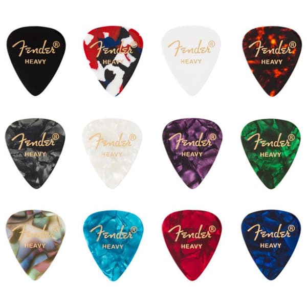 Fender Celluloid Medley Plektrum, 351 Form, Tung - Förpackning med 12
