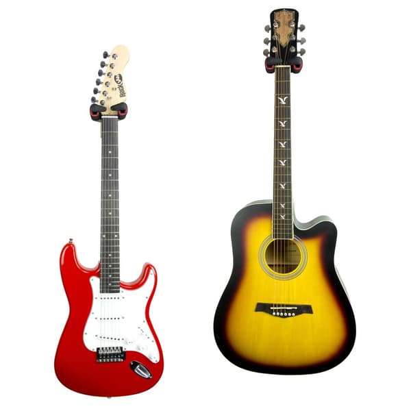 RockJam Gitarrhängare Stativ Tvåpack med Lektioner