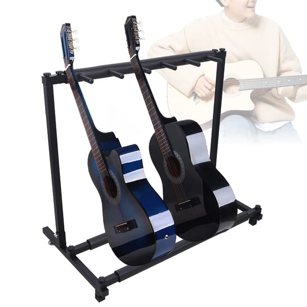 Multi-Guitar Stand Rack, 5 Guitar Kapacitet, Holdbar Jernramme