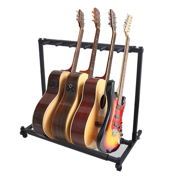 Guitarstativ, Plads til 5 Guitarer, Holdbar Jernramme, Nem Samling
