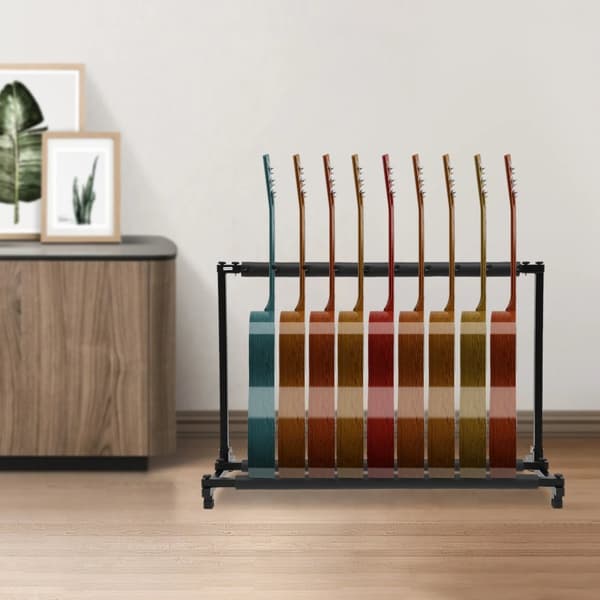 Gitarrställ, rymmer 9 gitarrer, solid järnkonstruction, hopfällbar design