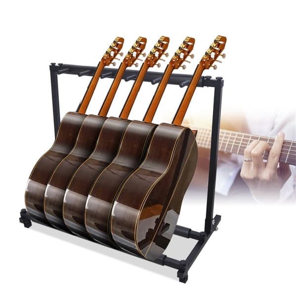 Universell gitarrställning, rymmer 5 gitarrer, fristående design, hållbar järnkonstruction