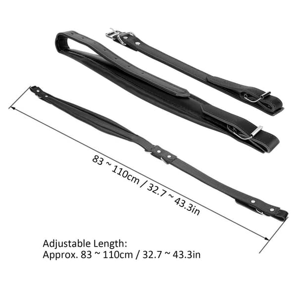 Justerbar PU-läder Dragspel Axelrem Set - 2st, Svart
