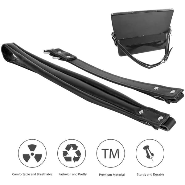 Justerbar PU-läder Dragspel Axelrem Set - 2st, Svart