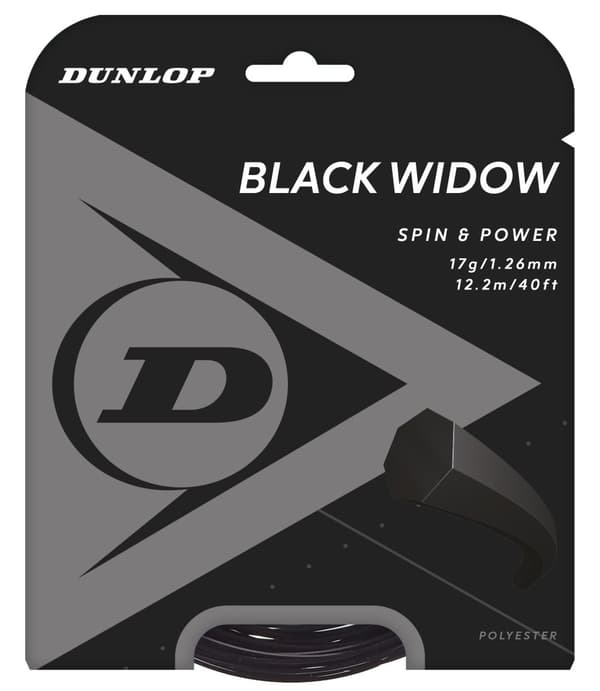 Strings for tennis racket DUNLOP BLACK WIDOW 17g/1.26mm 12m