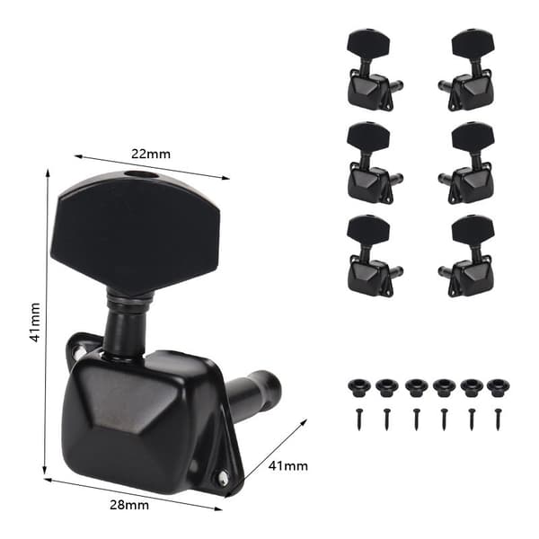 INF 6 stykker stemmeklynger, gitar semi-lukkede tuning knagger String Tuners Keys Sort