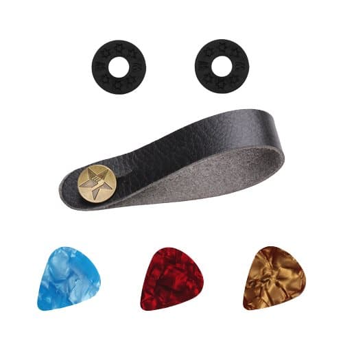 INF Avtagbar gitarrremslås gitarrhalsremsknapp gitarrplockar Svart