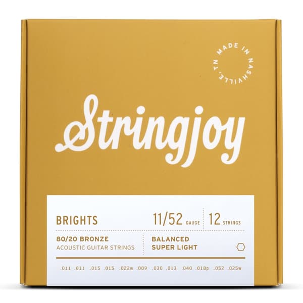 Stringjoy BB1125 Akustiska Gitarrsträngar 12-strängade BRIGHTS 80/20 Bronze 11-52