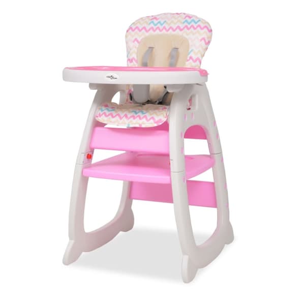 vidaXL 3-i-1 Konvertibel barnstol med bord rosa