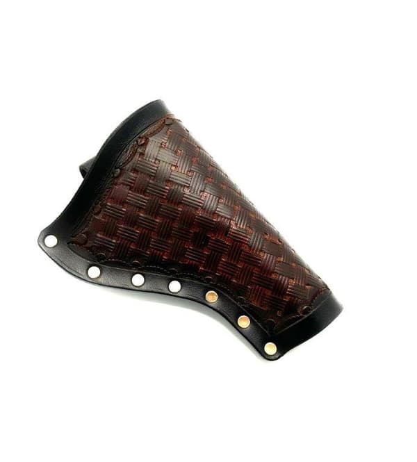 JJ Custom Works - Colt .45 Peacemaker Holster - Right - 2.25" - Brown - Basketweaved - Brass studs