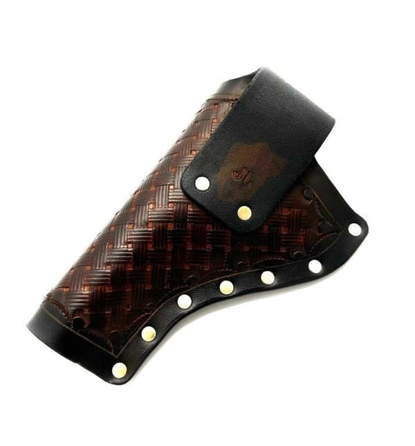 JJ Custom Works - Colt .45 Peacemaker Holster - Right - 2.25" - Brown - Basketweaved - Brass studs