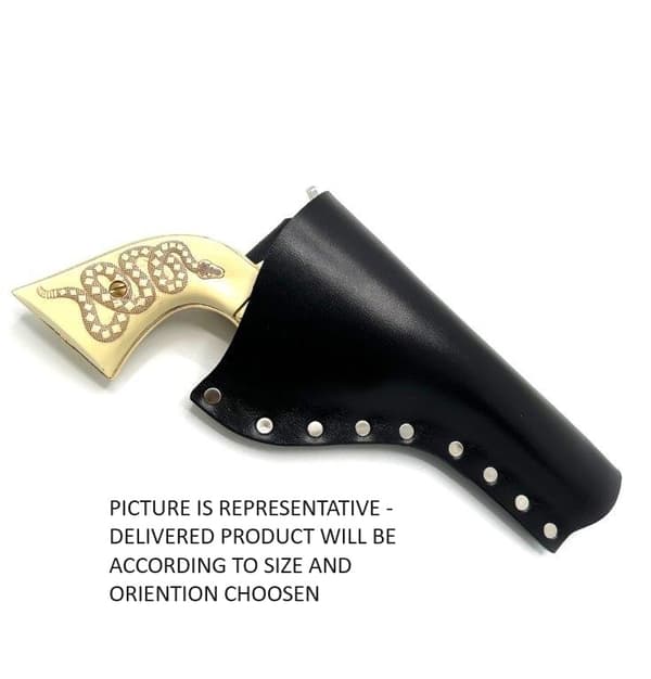 JJ Custom Works - Colt .45 Peacemaker Holster - Right - 4.75" - Black - Plain - Nickel Studs