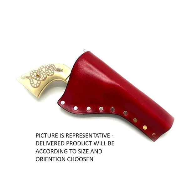 JJ Custom Works - Colt .45 Peacemaker Holster - Right - 4.75" - Red - Plain - Nickel Studs