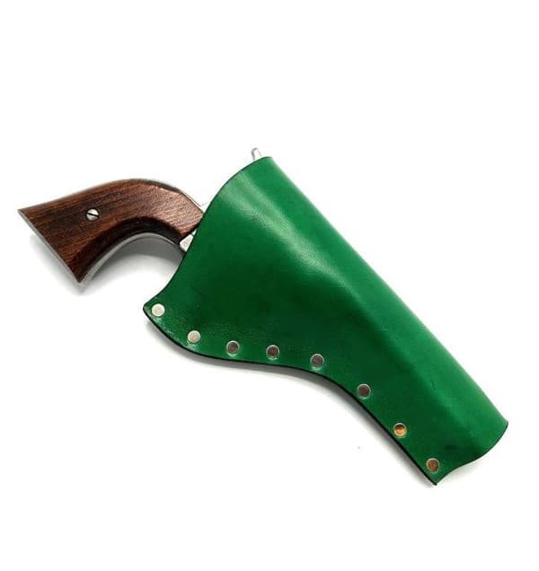 JJ Custom Works - Colt .45 Peacemaker Holster - Right - 4.75" - Green - Plain - Nickel Studs