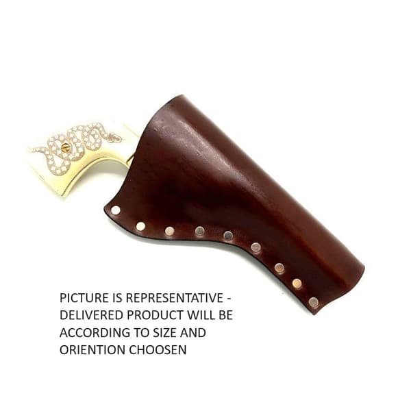 JJ Custom Works - Colt .45 Peacemaker Holster - Right - 4.75" - Brown - Plain - Nickel Studs