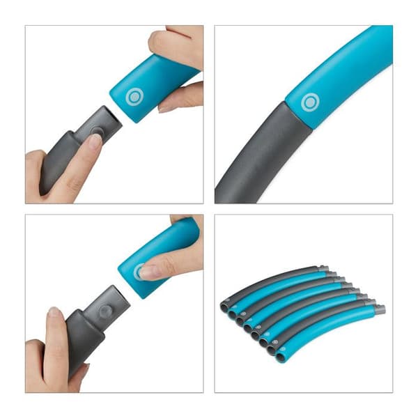 Relaxdays Hula Hoop, Ø 90 cm, fitnessaccessoar för vuxna, viktminskning &amp; styrketräning, att montera, blå/grå