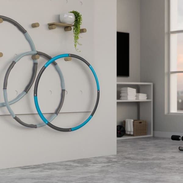 Relaxdays Hula Hoop, Ø 90 cm, fitnessaccessoar för vuxna, viktminskning &amp; styrketräning, att montera, blå/grå