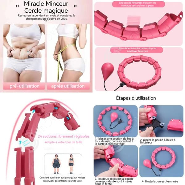 INN Hula hoop 24 sektioner hula hoop med bollvikt justerbar smart sportbåge Smart Fitness Hoop för nybörjare