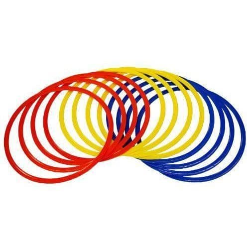 Agility Hoops - Precisionsträning - 12 Hoops - Röd, Gul, Blå - 45 cm - Väska ingår