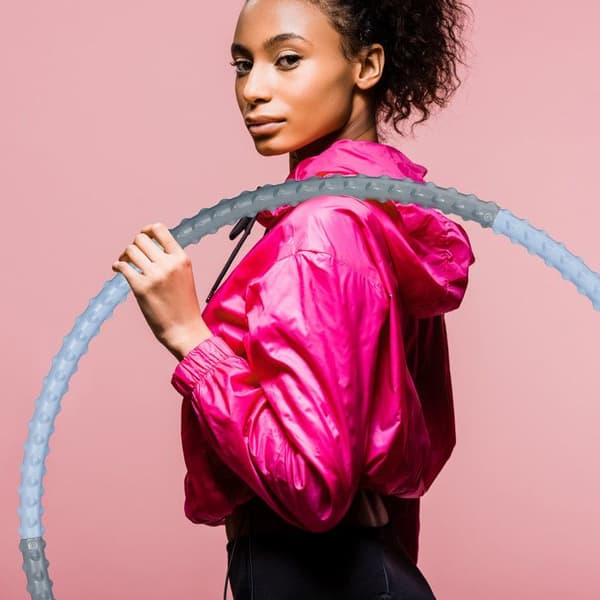 Relaxdays Hula Hoop-ring, Ø 95 cm, fitnessaccessoar för vuxna, 900 g, för att gå ner i vikt, muskelträning, lila/grå