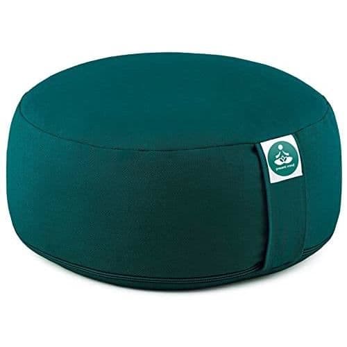 Atlanti rund meditationskudde - 100 % naturlig Zafu Yoga - Tvättbart överdrag - Smaragdgrön - Höjd 16 cm - 1 enhet