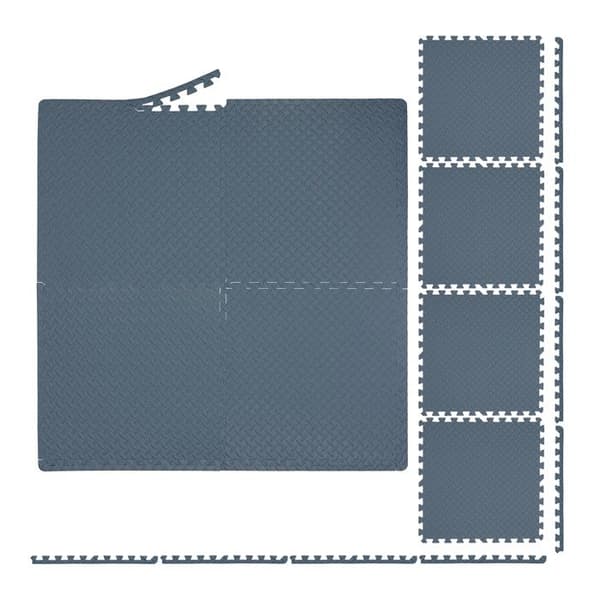 Relaxdays Sportmatta, 60x60 cm, set om 8, EVA, total yta 3 m², skydd, för träningsutrustning, grå