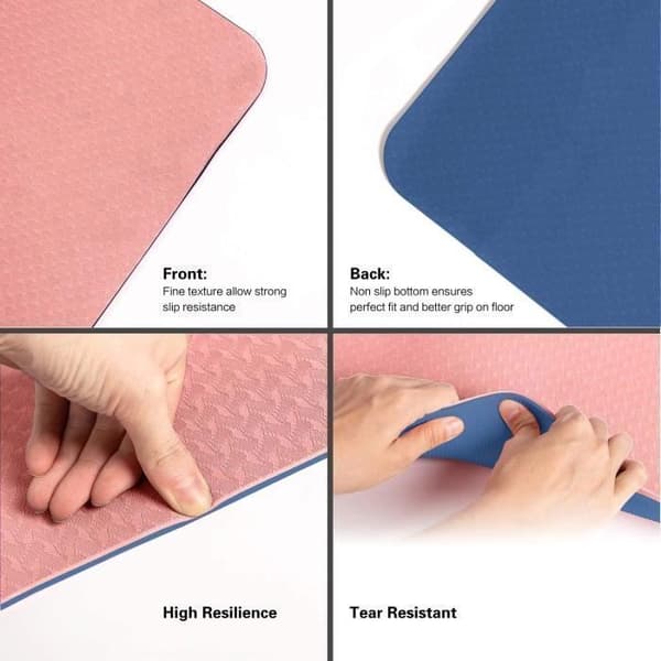 Yogamatta - Ej specificerad - 183 x 61 x 0,6 cm - Marinrosa - Halkfri - TPE