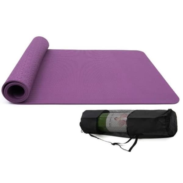 Golvmatta - Halkfri - Lila - 183x61x0,6 cm - Bärväska - Fitness/Yoga