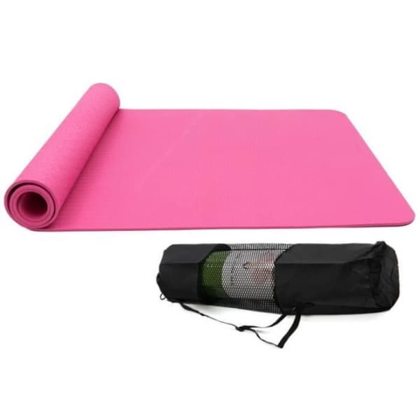 Golvmatta - Halkfri - Rosa - 183x61x0,6 cm - Bärväska - Fitness Yoga