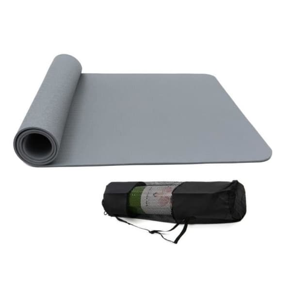 Golvmatta - Halkfri - 183x61x0,6 cm - Bärväska - Fitness - Yoga - Grå