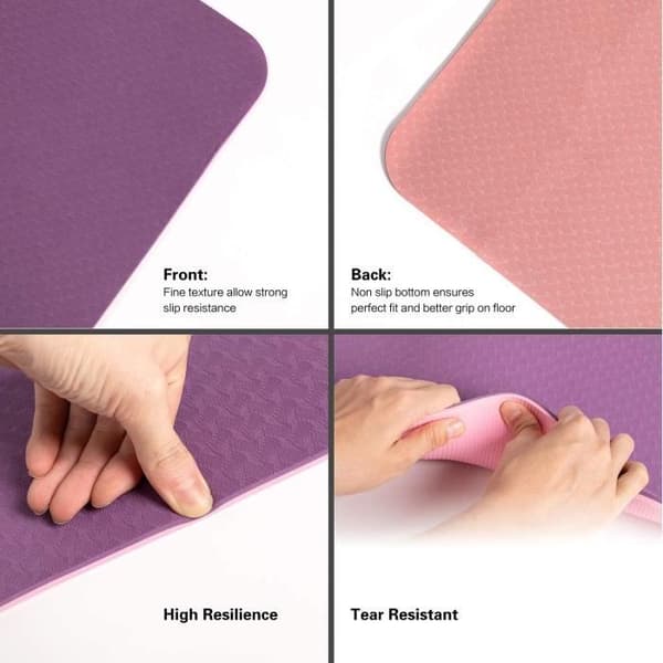 Yogamatta - Ej specificerad - 183 x 61 x 0,6 cm - Rosa lila - Halkfri - TPE