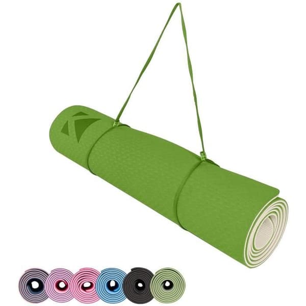 Yogamatta Sportmatta Fitnessmatta med rem 183 x 61 x 0,6 cm Grågrön