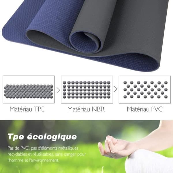 Yogamatta - Ej specificerad - 183x61x0,6 cm - Halkfri - Återvinningsbar TPE - Tjocklek 6 mm