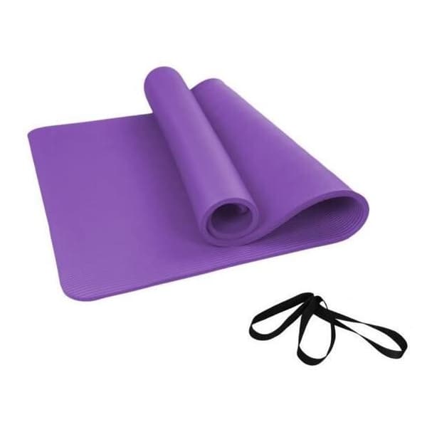 Pilatesmatta - Ej specificerad - 183x61x1 cm - Halkfri - Bärrem - Lila