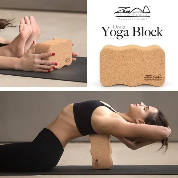 Yogablock av 100 % naturlig kork - CKB - Onda - Bekvämt stöd för armar och ben - Halkfritt