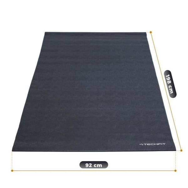 TECHFIT PVC Fitness Mat - Stor storlek 198x92cm - Golvskydd och stabilitet - Svart