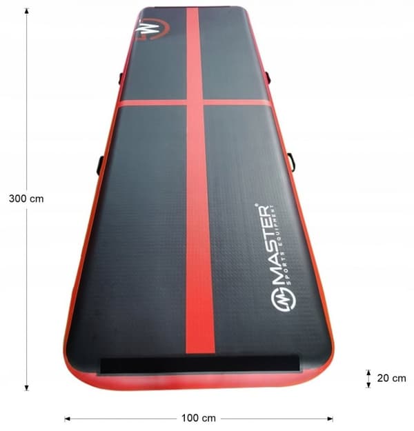 AirTrack Oppustelig Gymnastikmåtte MASTER 300 x 100 x 20 cm Sort-Rød