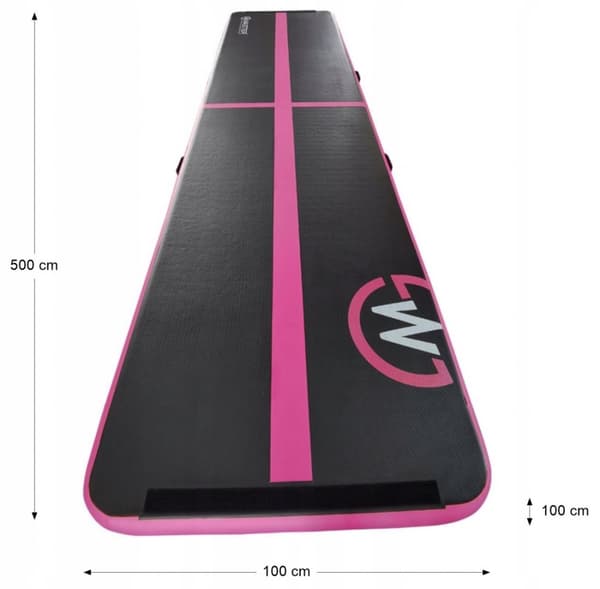 AirTrack Uppblåsbar Gymnastikmatta MASTER 500 x 100 x 10 cm Svart-rosa