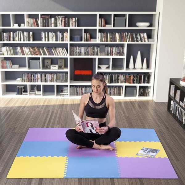 MP10 PUZZLE MAT MULTIPACK KELTAINEN-SININEN-LILA 9 ELEMENTTIÄ 10MM ONE FITNESS