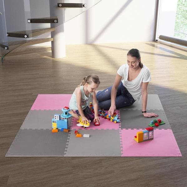 MP10 PUZSELMATTA MULTIPACK ROSA-GRÅ 9 DELAR 10MM ONE FITNESS