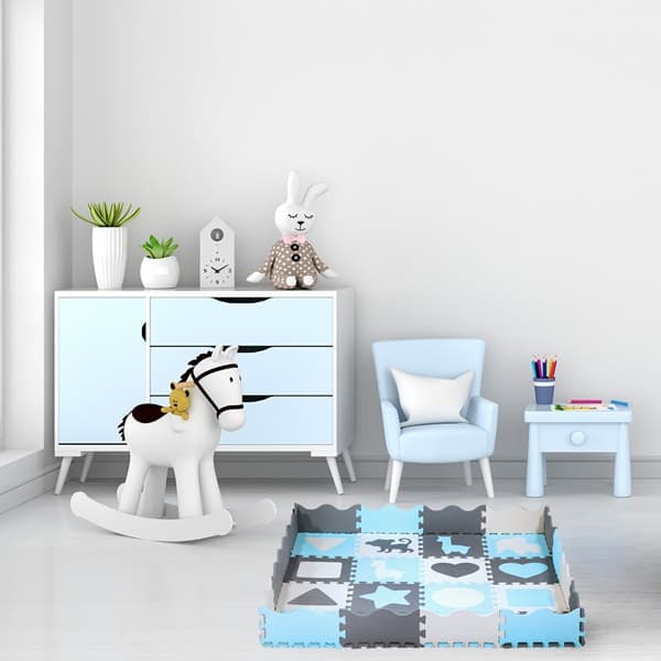 MD03 BØRNEMÅTTE PUSSEL LØGLEPE MINT 36 STK. 140x140CM NILS SJOV